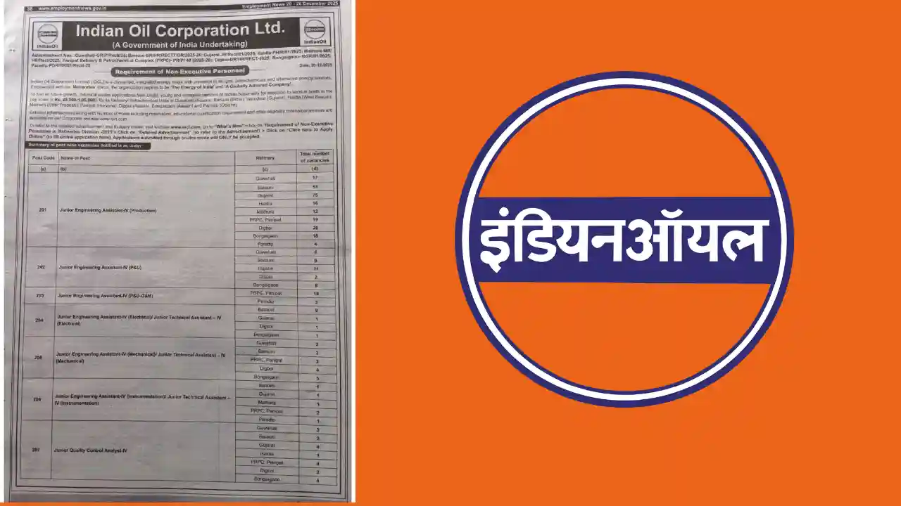 IOCL Non Executive Recruitment 2026