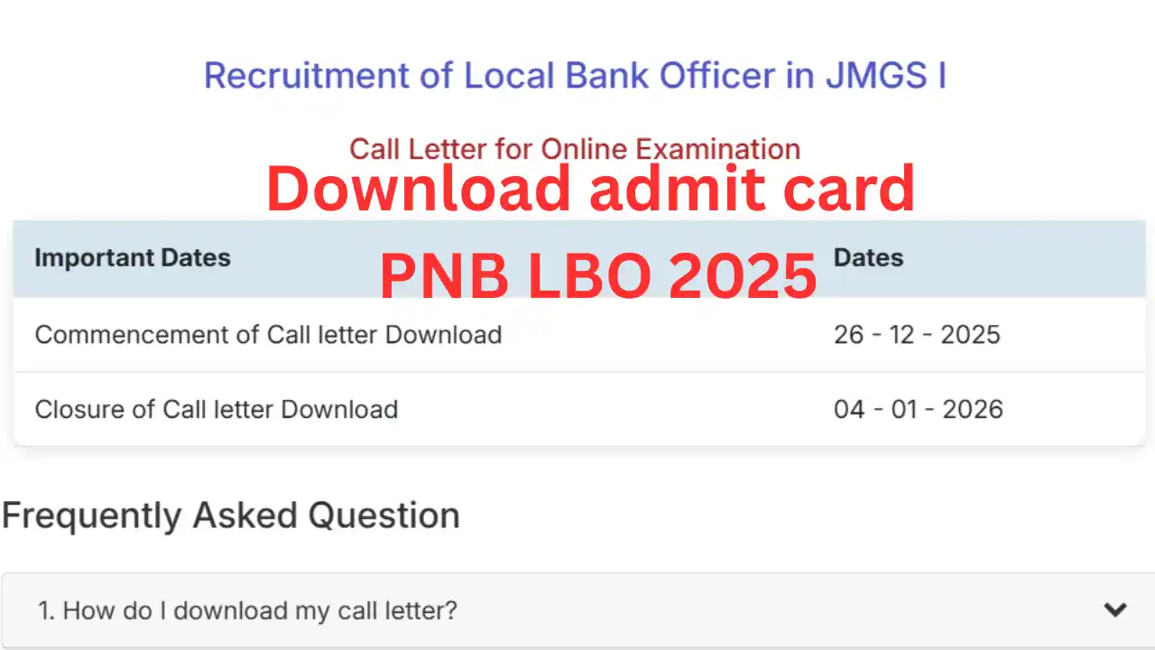 PNB Bank LBO Admit Card 2025 Download Call Letter – SarkariResultOld