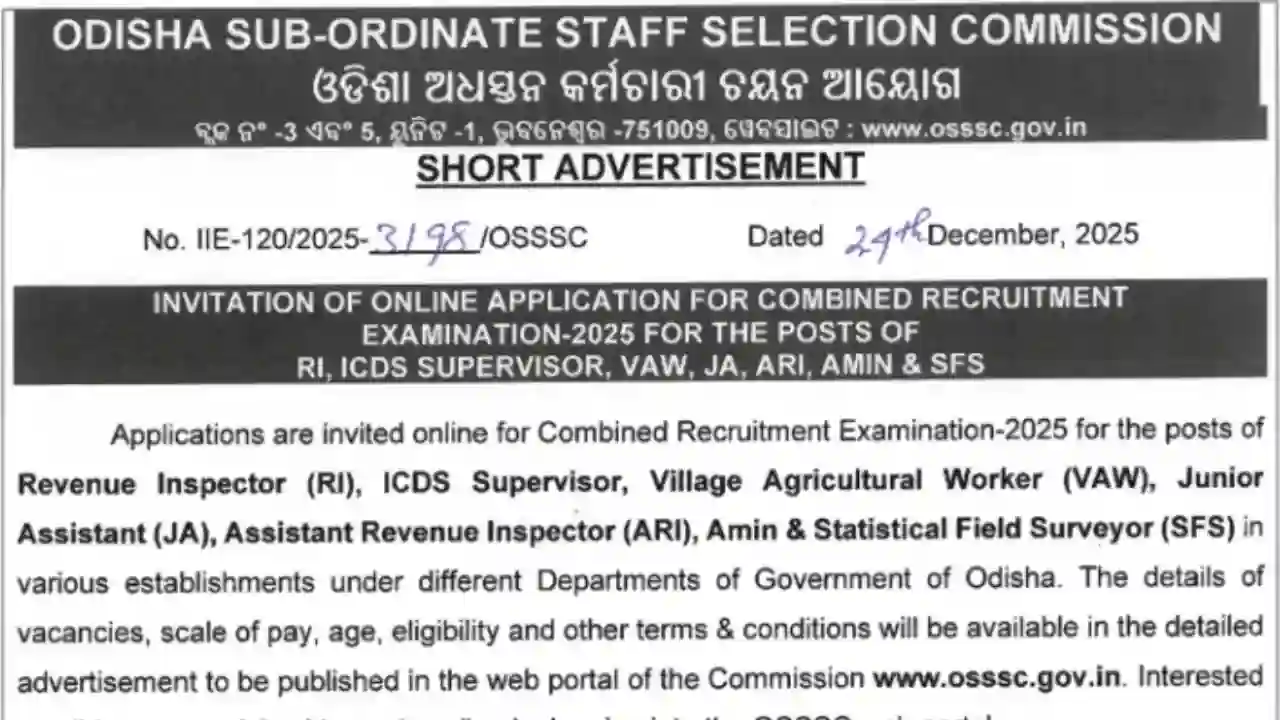 OSSSC Junior Assistant Recruitment 2026