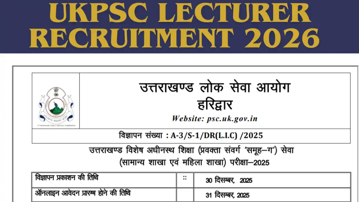 UKPSC Lecturer Recruitment 2026 Apply Online for 808 Posts