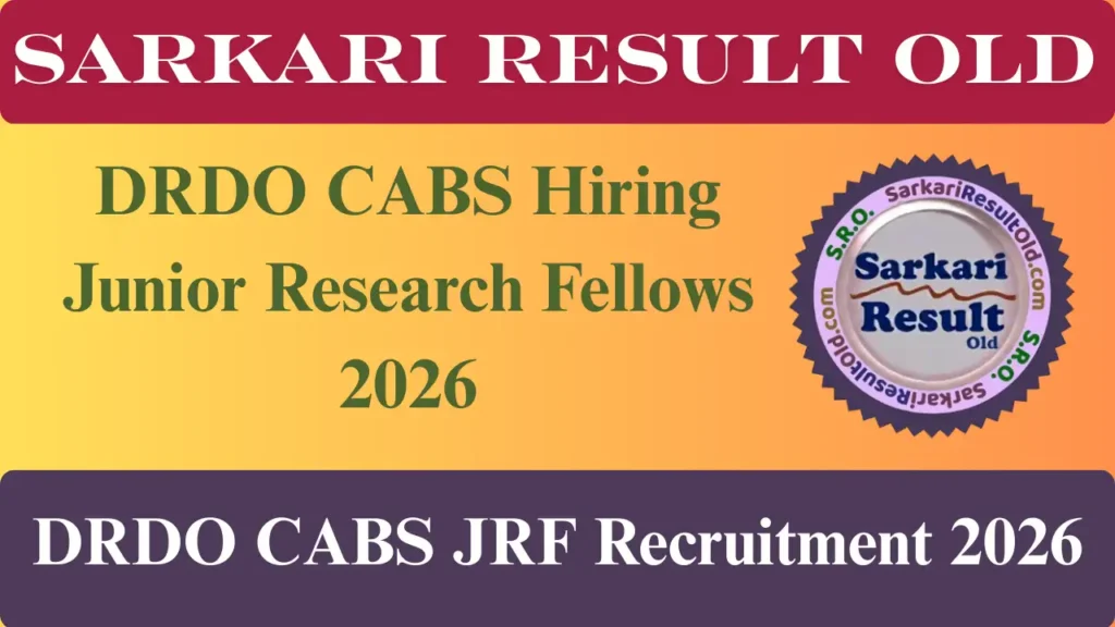 DRDO CABS JRF Recruitment 2026