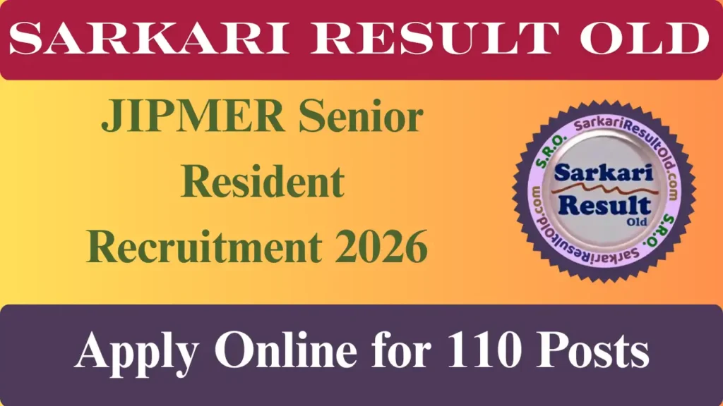 JIPMER Senior Resident Recruitment 2026