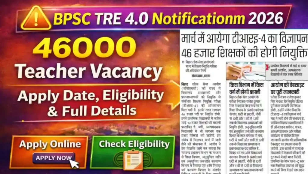 BPSC TRE 4.0 Notification 2026 Soon